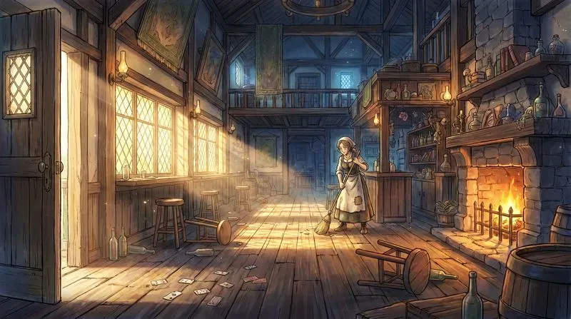 2D Anime Fantasy Tavern Concept Art