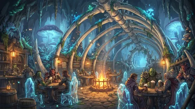 2D Anime Fantasy Tavern Concept Art