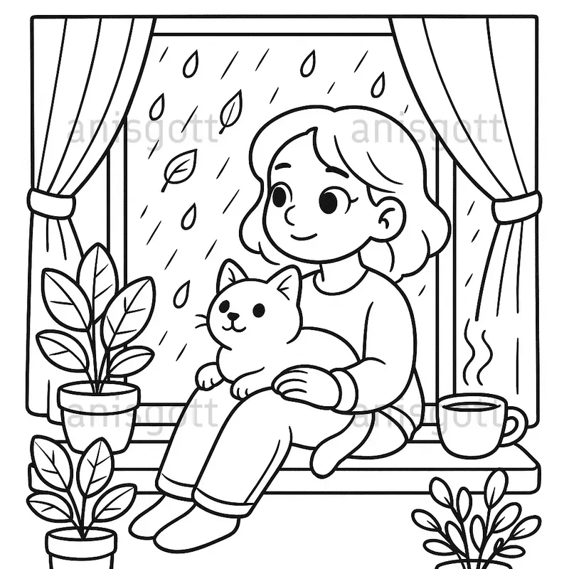 Cute Cat Mom Moments Coloring Pages