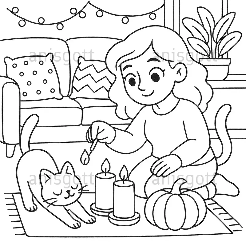 Cute Cat Mom Moments Coloring Pages