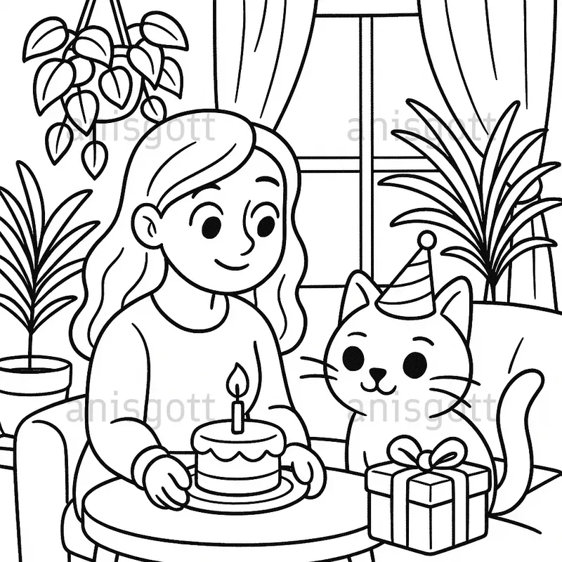Cute Cat Mom Moments Coloring Pages