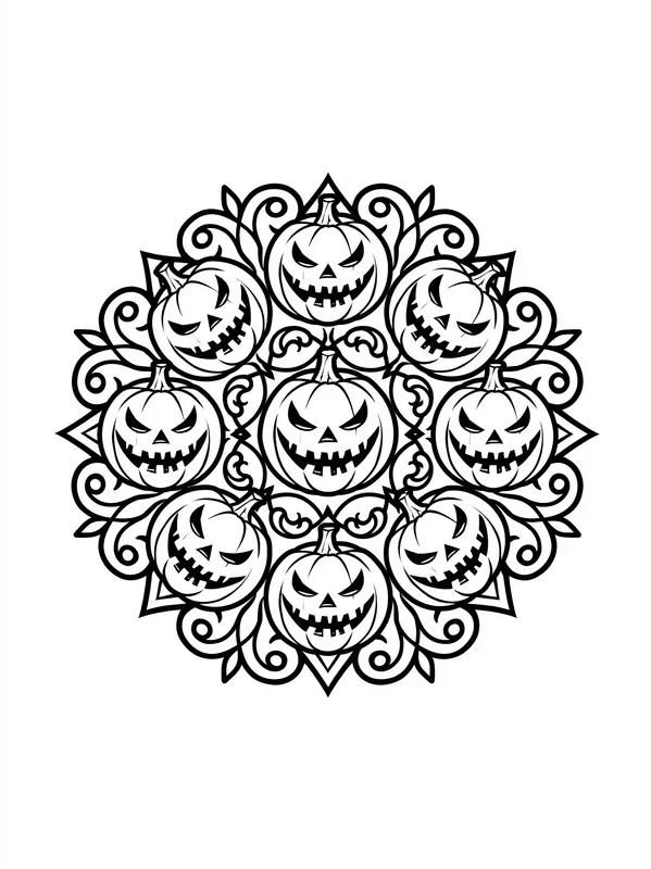Halloween Mandala Coloring Book Pages