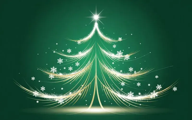 Glowing Golden Lightray Christmas Trees