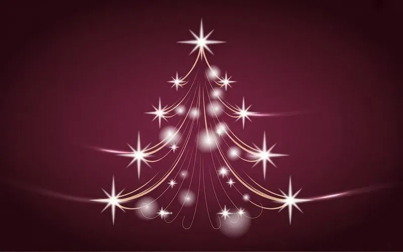 Glowing Golden Lightray Christmas Trees