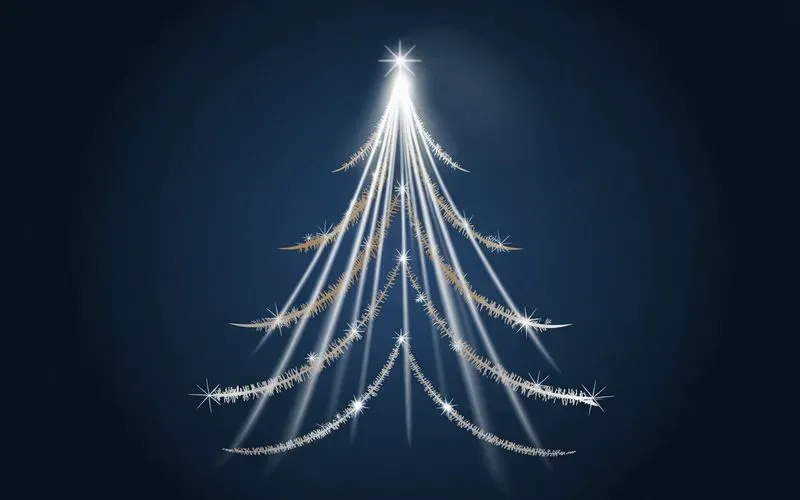 Glowing Golden Lightray Christmas Trees