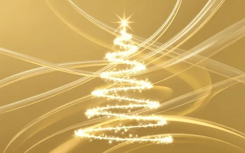 Glowing Golden Lightray Christmas Trees