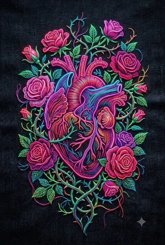 Neon Thread Embroidery Art