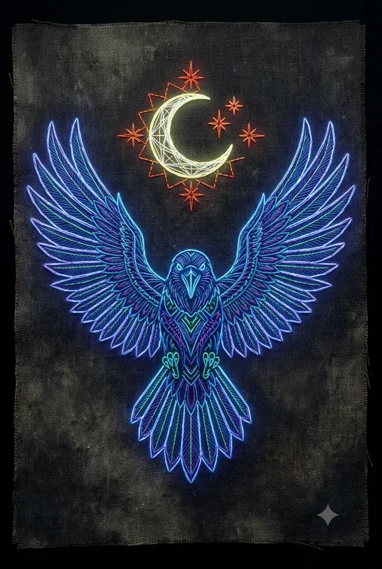 Neon Thread Embroidery Art