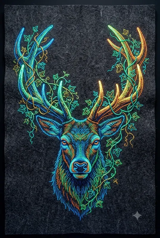 Neon Thread Embroidery Art