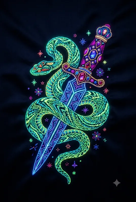 Neon Thread Embroidery Art