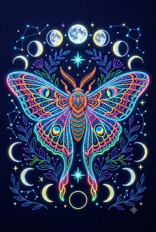 Neon Thread Embroidery Art