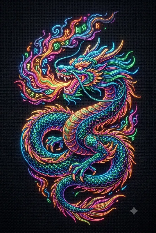 Neon Thread Embroidery Art