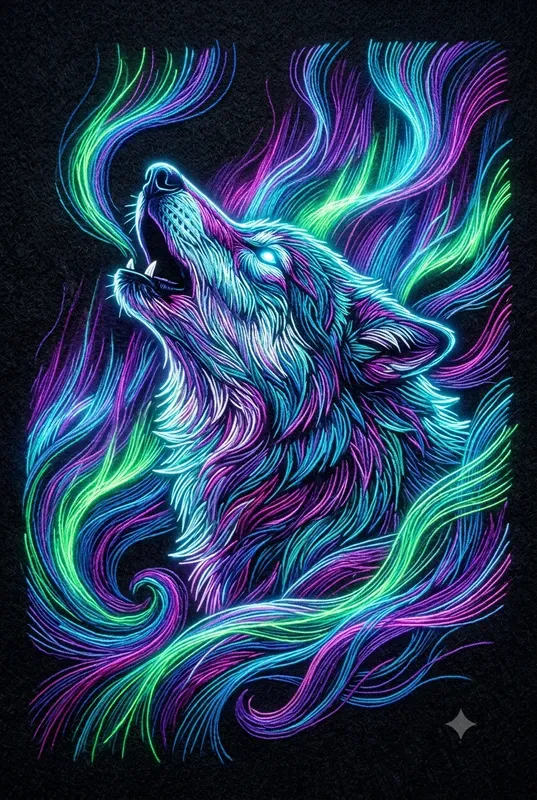Neon Thread Embroidery Art