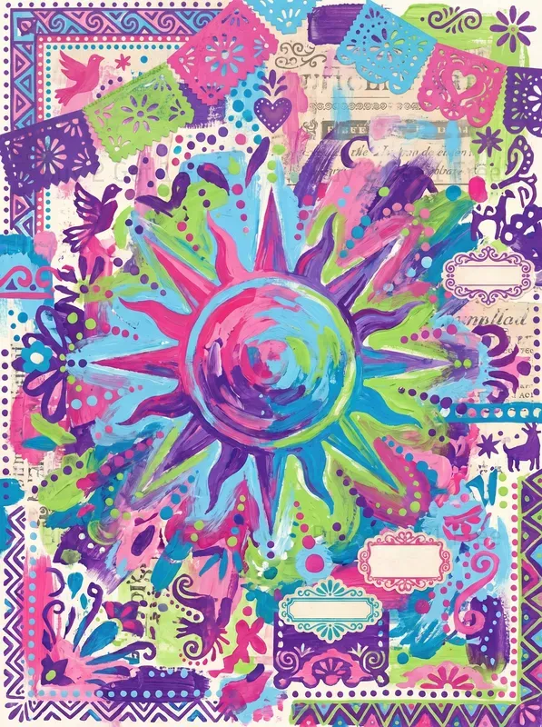 Acrylic Mexican Folk Art Junk Journals