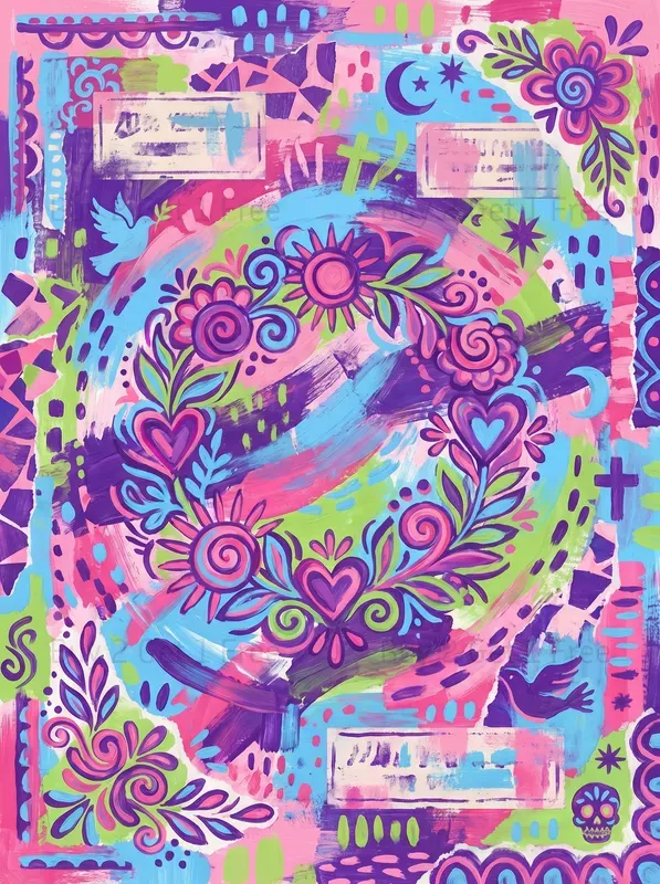 Acrylic Mexican Folk Art Junk Journals