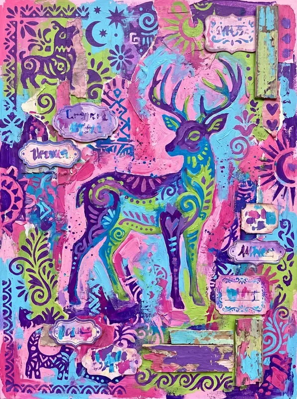 Acrylic Mexican Folk Art Junk Journals