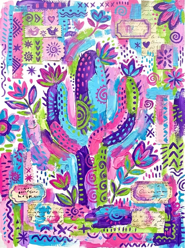 Acrylic Mexican Folk Art Junk Journals