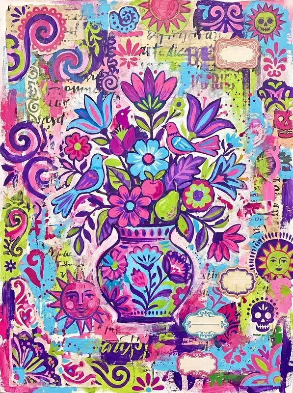 Acrylic Mexican Folk Art Junk Journals