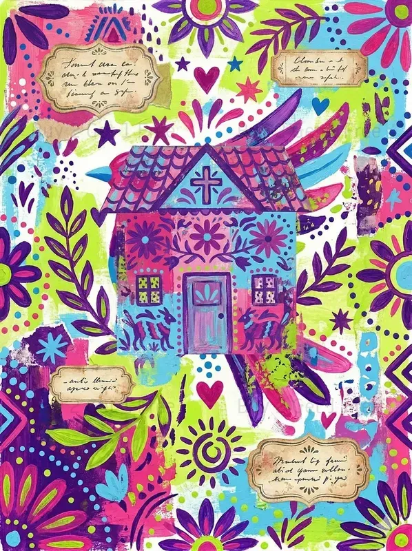 Acrylic Mexican Folk Art Junk Journals