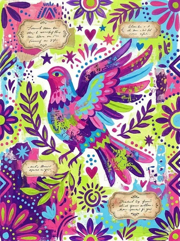 Acrylic Mexican Folk Art Junk Journals