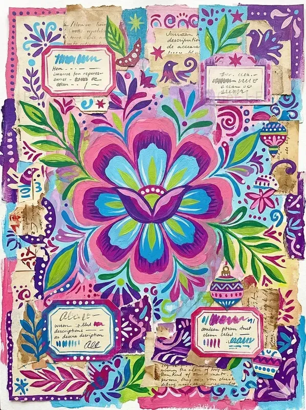 Acrylic Mexican Folk Art Junk Journals
