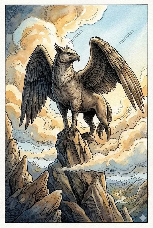 Fantasy Ink Watercolor Illustration Art