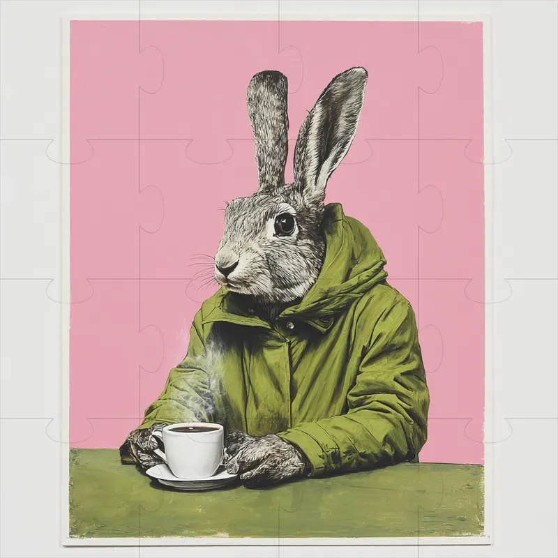 Tea Drinking Hooded Animals Pink Green