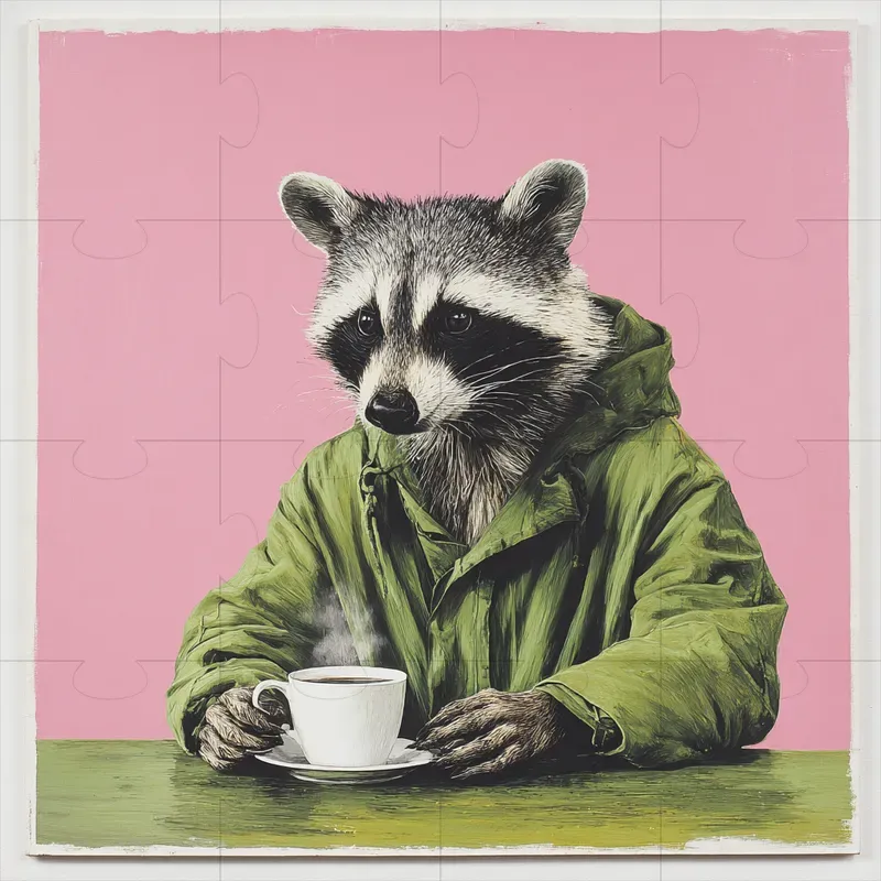 Tea Drinking Hooded Animals Pink Green