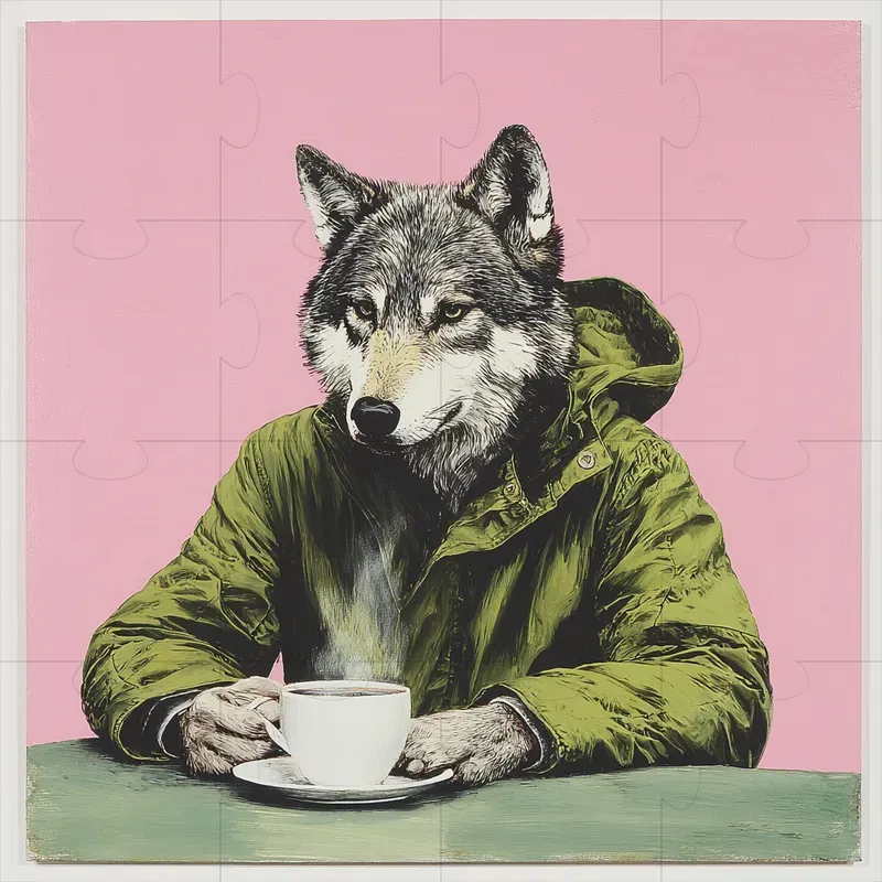 Tea Drinking Hooded Animals Pink Green