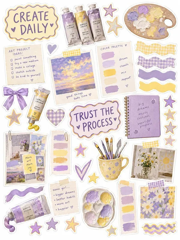 Y2k Aesthetic Daily Planner Scrap Sheets