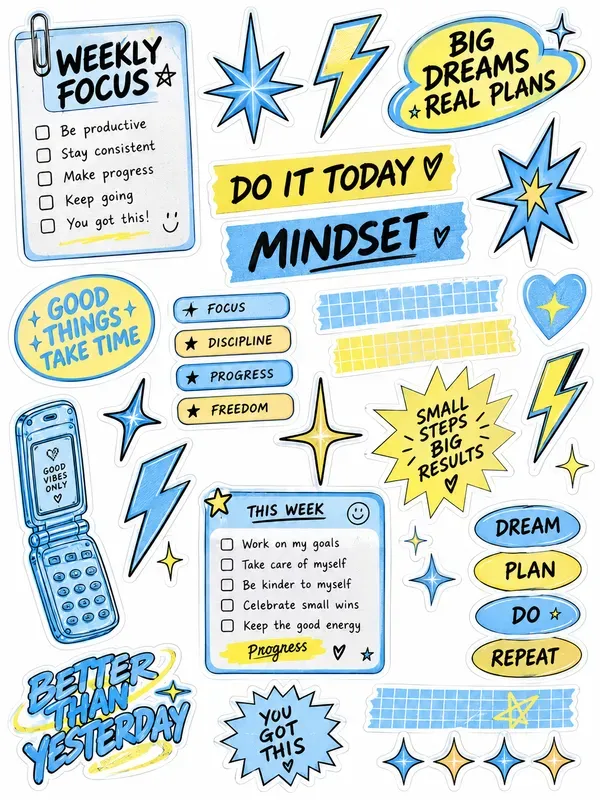 Y2k Aesthetic Daily Planner Scrap Sheets