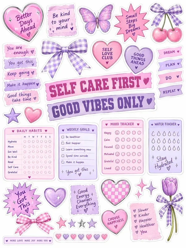 Y2k Aesthetic Daily Planner Scrap Sheets