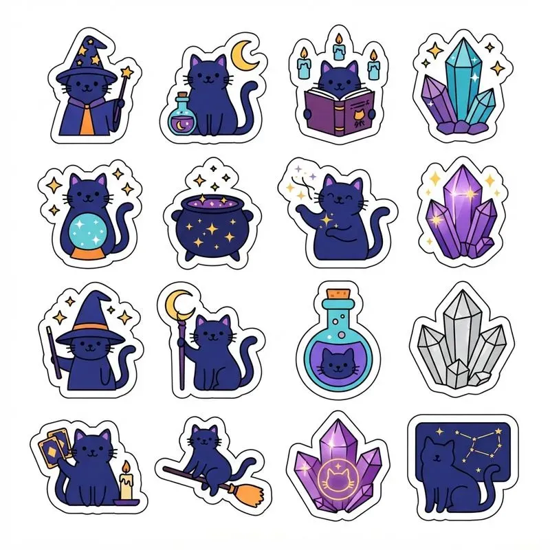 2D Flat Vector Clipart Sticker Sheets