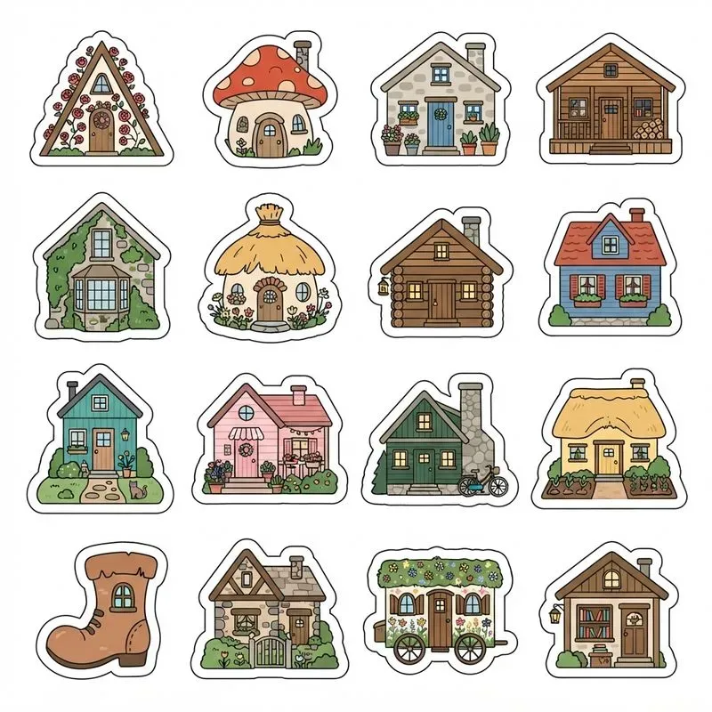 2D Flat Vector Clipart Sticker Sheets