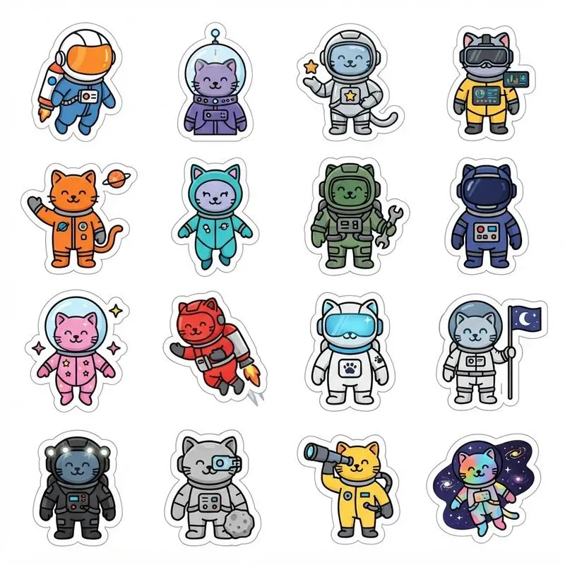 2D Flat Vector Clipart Sticker Sheets