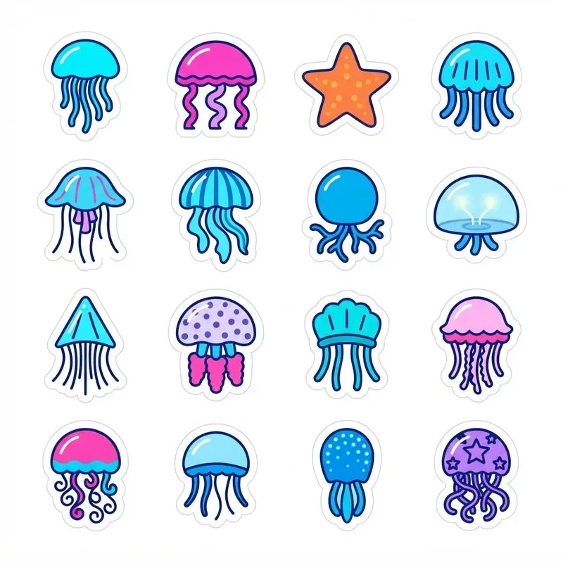 2D Flat Vector Clipart Sticker Sheets
