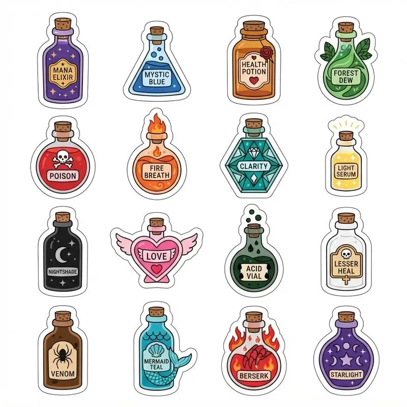 2D Flat Vector Clipart Sticker Sheets