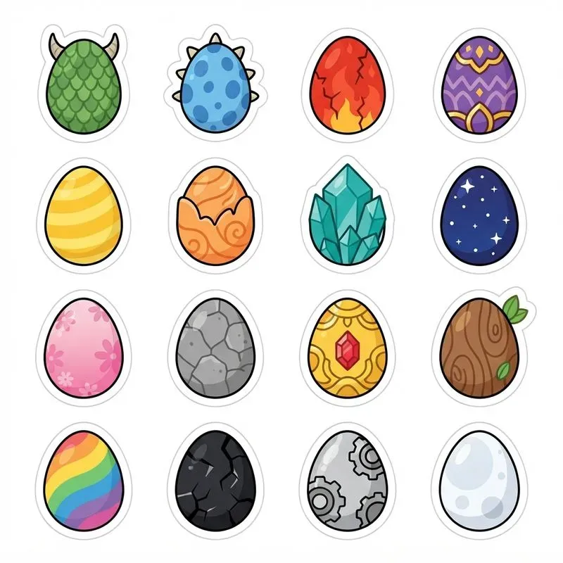 2D Flat Vector Clipart Sticker Sheets