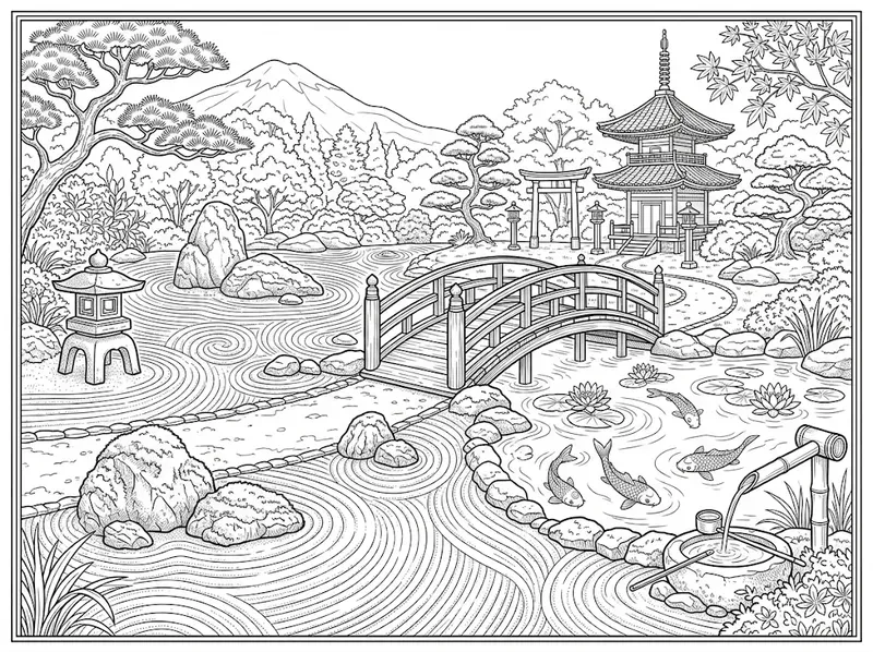 Japanese Zen Garden Coloring Pages