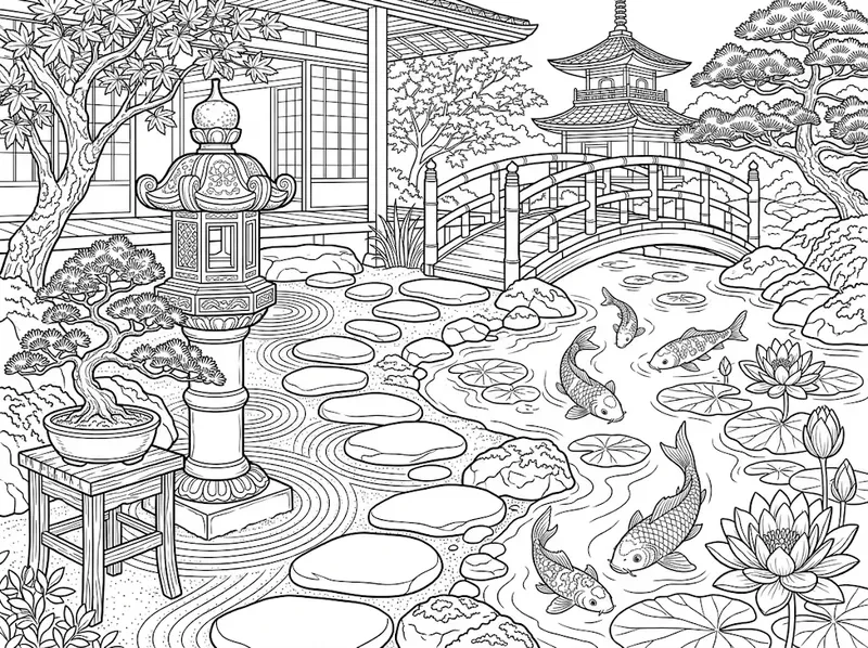 Japanese Zen Garden Coloring Pages