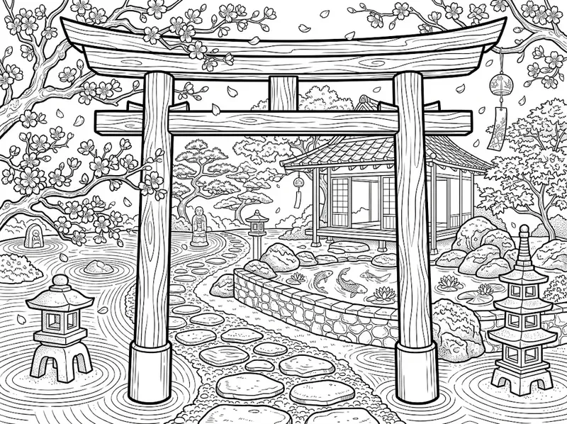Japanese Zen Garden Coloring Pages