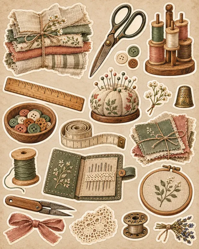 Retro Sewing Stickers