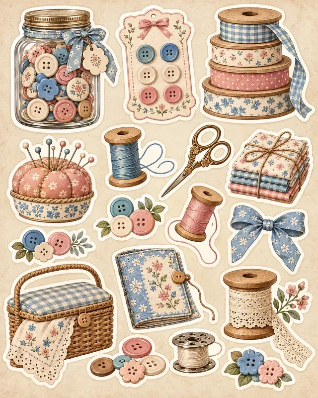 Retro Sewing Stickers