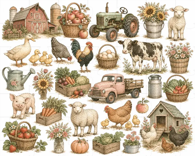 Vintage Pastel Clipart Collections