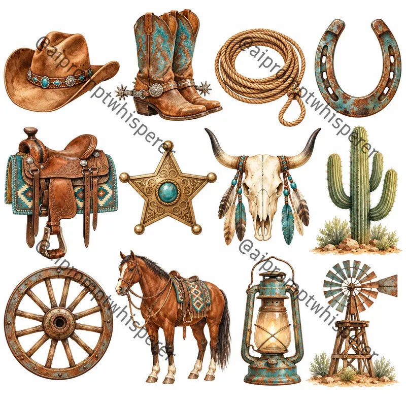 Country Western Clipart Sheets For Etsy