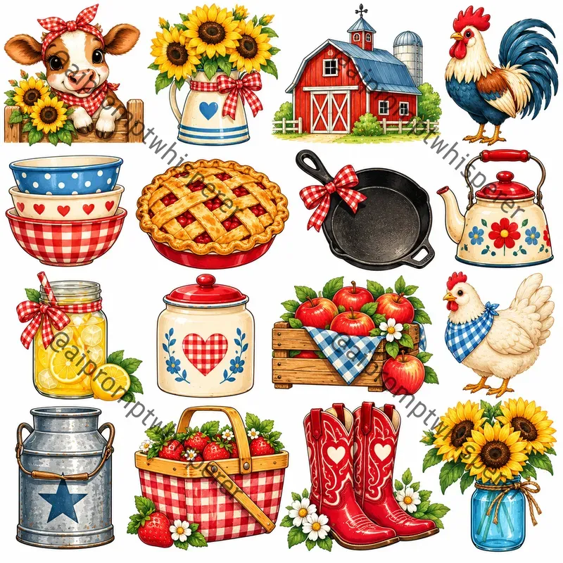 Country Western Clipart Sheets For Etsy