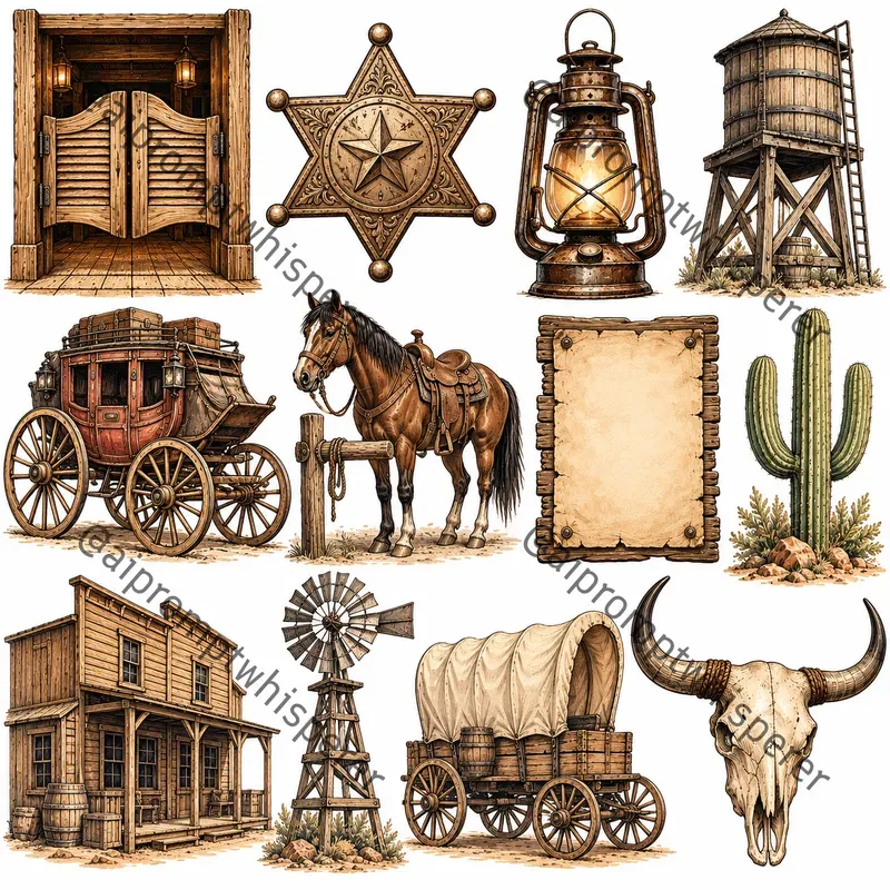 Country Western Clipart Sheets For Etsy