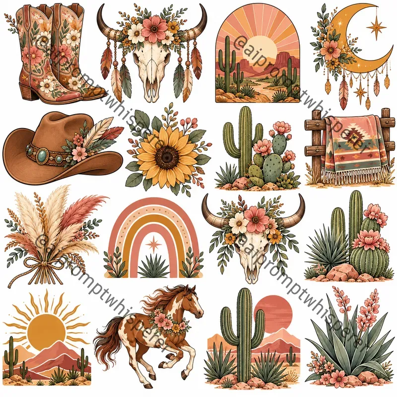 Country Western Clipart Sheets For Etsy