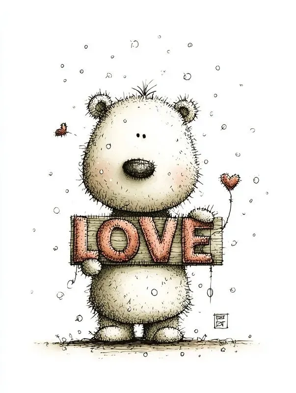 Simple Doodle Valentine Animals Clipart