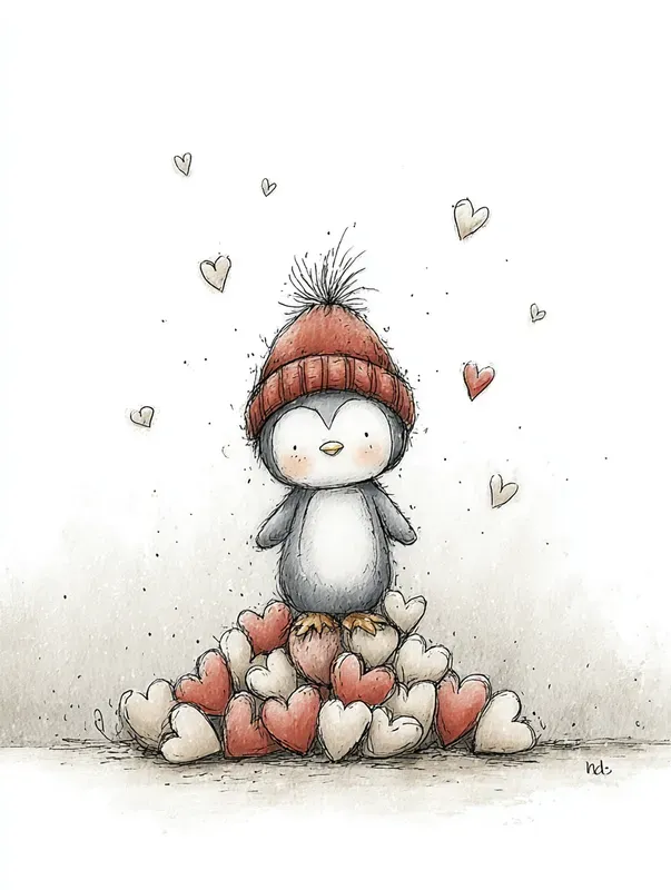 Simple Doodle Valentine Animals Clipart